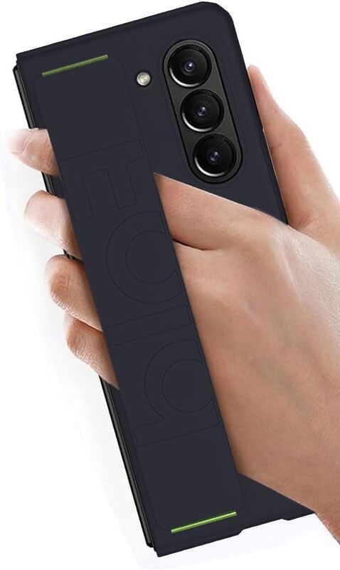 MARGOUN For Samsung Galaxy Z Fold 5 Case Silicone Grip Cover with Wrist Strap Holder (Dark Blue)